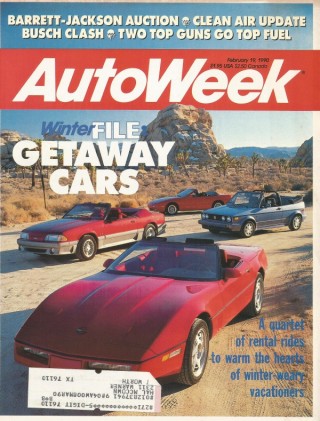 AUTOWEEK 1990 FEB 19 - VETTE, 5.0 GT, RX-7, VW CABRIOLET, '67 DART GT CONV