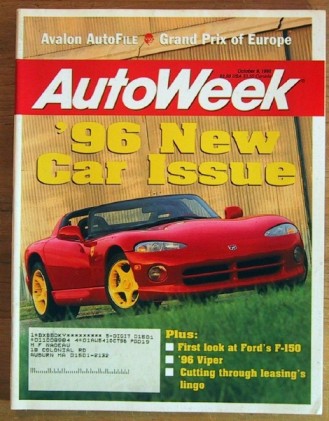 AUTOWEEK 1995 OCT 09 - NEW VIPER & AVALON, NEW CARS