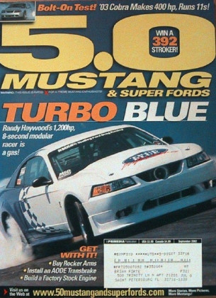 5.0 MUSTANG 2002 SEPT - NEW COBRA, LARGE, TRUE BLUE