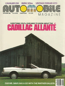 AUTOMOBILE 1986 SEPT - ALLANTE, LESTER-JAG, Z24, TVR, KALLISTER, BMW 325es