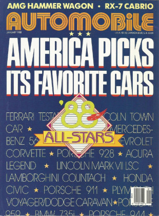 AUTOMOBILE 1988 JAN - XJR-9, RX-7 & VETTE ROADSTERS, TAURUS LX WAGON, NEW TESTS
