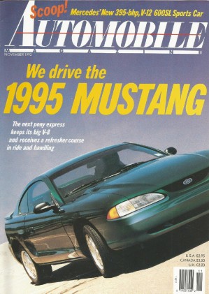 AUTOMOBILE 1992 NOV - MUSTANG GT, 600SL, BMW MUSCLE