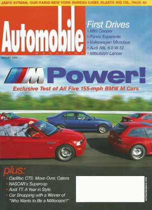 AUTOMOBILE 2001 AUG - M-CLASSES, MINI, PANOZ, TT