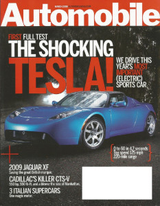 AUTOMOBILE 2008 MAR - TESLA, CTS-V, JAG XF, RACING, GRANTURISMO