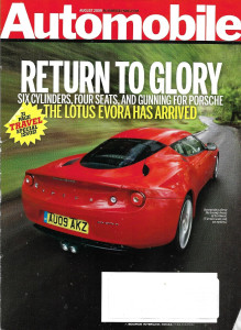 AUTOMOBILE 2009 AUG - LOTUS EVORA, BMW 328i, INFINITI G37, LEXUS IS350C, VOLVO