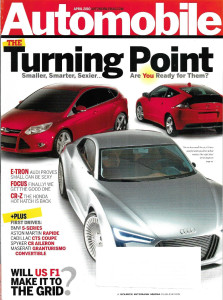 AUTOMOBILE 2010 APR - E-TRON AUDI, FOCUS, HONDA CR-Z, BMW 5-SERIES, RAPIDE