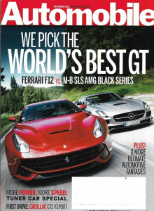 AUTOMOBILE 2013 NOV - FERRARI F12 V M-B SLS AMG BLACK, CADILLAC CTS VSPORT