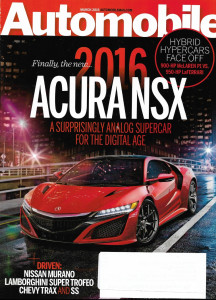 AUTOMOBILE 2015 MAR - ACURA NSX, MURANO,LAMBORGHINI SUPER TROFEO, CHEVY TRAX/SS