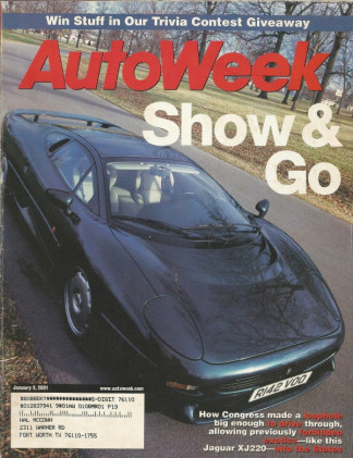 AUTOWEEK 2001 JAN 08 - JAGUAR XJ220, FOCUS ZX3, HEITZLER, '04 St. LOUIS