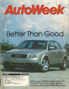 AUTOWEEK 2001 JULY 30 - AUDI A4, IS 300 5-Sp & SportCross, '40 BUICK Ltd 80
