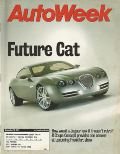 AUTOWEEK 2001 SEPT 10 - JAGUAR R COUPE & XKR SILVERTONE, '03 STANLEY MODEL C