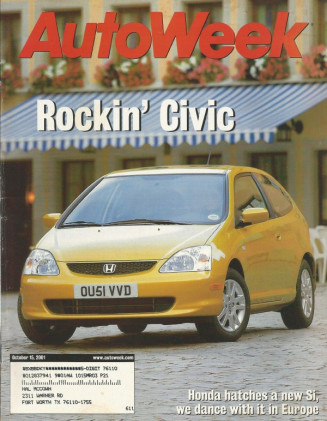 AUTOWEEK 2001 OCT 15 - CIVIC Si, '59 MERCEDES 220SE, ROAD AMERICA, S MARLIN