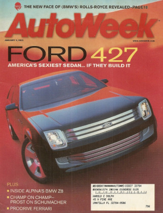 AUTOWEEK 2003 JAN 06 - FORD V10 427, R-R PHANTOM VI, KAMMBACK, Z8, PASSAT W8