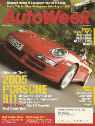 AUTOWEEK 2004 JULY 19 - NEW 911s, M-B CLS55, RX-8, RALF, R-R 100EX V16 9L