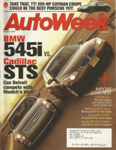 AUTOWEEK 2005 MAR 07 - CAYMAN, 545i vs STS, '39 PACKARD 1708 BRUNN CABRIOLET