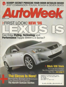 AUTOWEEK 2005 MAR 21 - LEXUS IS, PANAMERA, BMW M3 vs AUDI RS4, '60 SHAMROCK