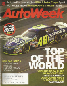 AUTOWEEK 2006 FEB 27 - JIMMIE JOHNSON, VW EOS, VOLVO C70, STANLEY K, CAMRY