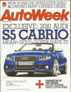 AUTOWEEK 2008 DEC 15 - AUDI S5 CABRIO, SPEEDSTER, BMW 335D, 1936 ADLER TRUMPF