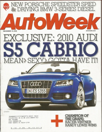 AUTOWEEK 2008 DEC 15 - AUDI S5 CABRIO, SPEEDSTER, BMW 335D, 1936 ADLER TRUMPF