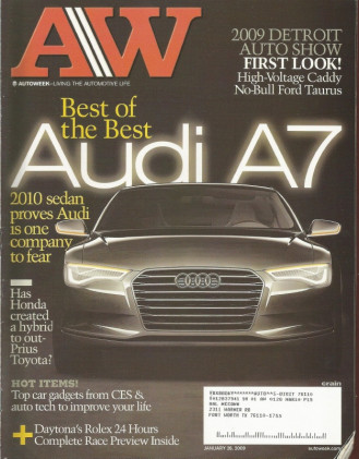 AUTOWEEK 2009 JAN 26 - AUDI A7, M-B E-CLASS, INSIGHT, CAYMAN, 1956 T-BIRD*