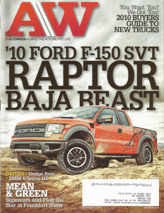 AUTOWEEK 2009 OCT 05 - FORD SVT RAPTOR, BMW 550i GT, 1958 DKW F93, RAM