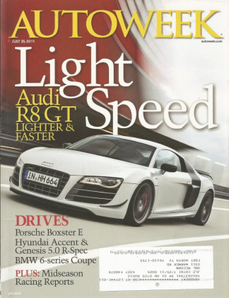 AUTOWEEK 2011 JULY 25 - AUDI R8 GT, BOXSTER E, GENESIS 5L R-SPEC, YENKO CAMARO