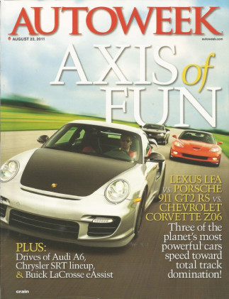 AUTOWEEK 2011 AUG 22 - GT2 RS v Z06 v LEXUS LFA, A6, SRTs, 1969 AMX HURST SS