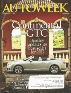 AUTOWEEK 2011 NOV 14 - BENTLEY CONT. GTC, RENNSPORT, ‘54 ALFA 1900 SS GHIA