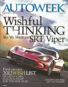 AUTOWEEK 2012 DEC 24 - VIPER SRT, LINCOLN MKZ, 1963 FLEETWOOD 60, COOPER WORKS