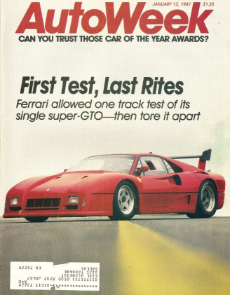 AUTOWEEK 1987 JAN 12 - FERRARI EVOLUZIONE GTO, LINCOLN LSC, DAYTONA 500, GTU