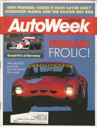 AUTOWEEK 1987 AUG 03 - INFINITI, F40, BMW 750i, AMC PREMIER, MICROCHIP RODDING