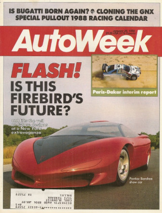 AUTOWEEK 1988 JAN 25 - BUICK GNX BUILT, GM CONCEPTS, REBORN BUGATTI, GT350H