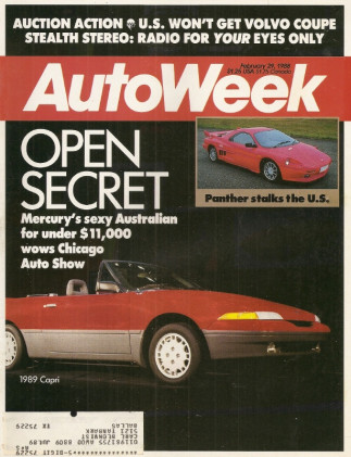 AUTOWEEK 1988 FEB 29 - NEW CAPRI XR2, PANTHER SOLO, MARMON V16, SMOKEY SALE