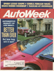 AUTOWEEK 1990 AUG 27 - COBRA v FERRARI, SHADOW, ’66 GT350 CONVERTIBLES