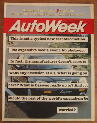 AUTOWEEK 1997 DEC 15 - DAEWOO, KIA, TIBURON FX TESTED